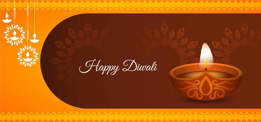 Happy Diwali diseño de banner moderno vector