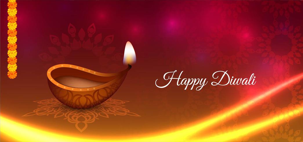glossy wavy Happy Diwali design vector