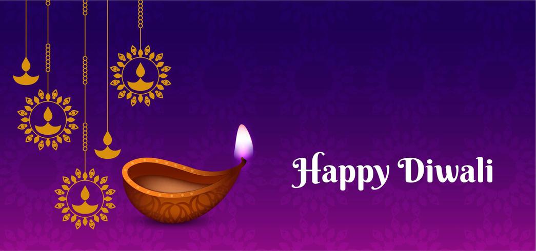 Happy Diwali design with hanging lamps vector