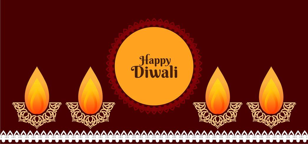 Happy Diwali design with decorative diya vector