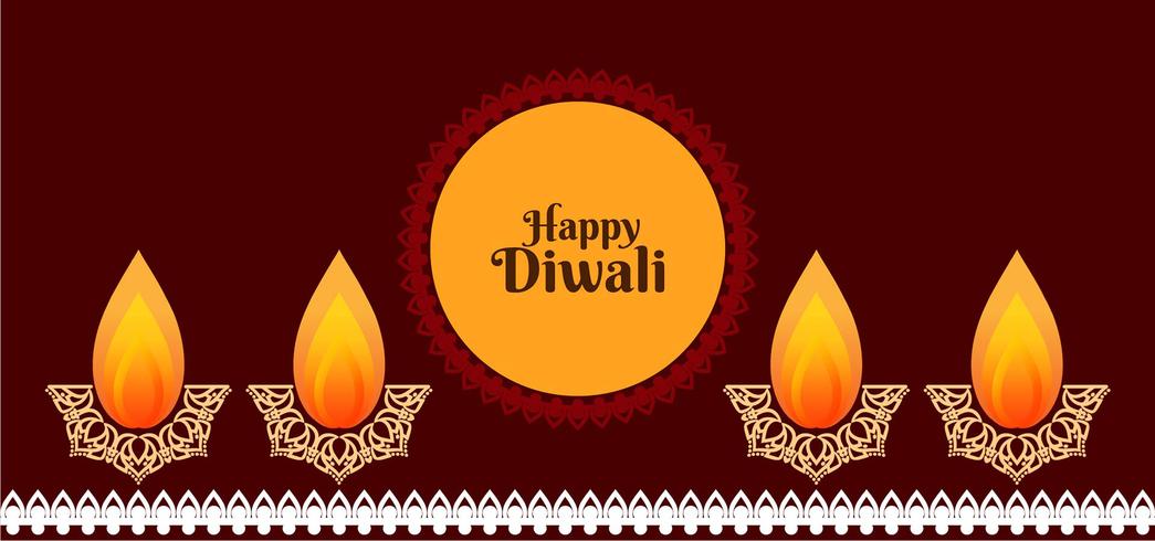 Feliz diseño de Diwali con diya decorativa vector