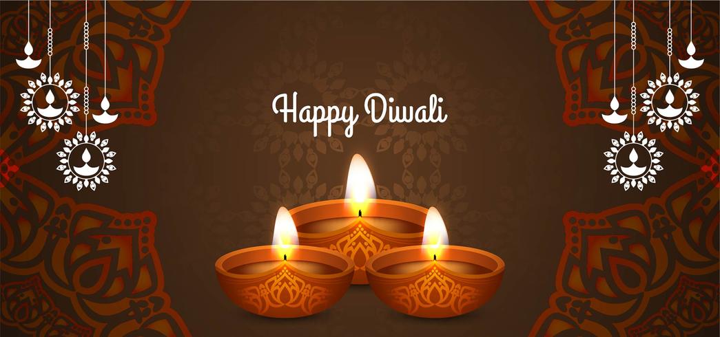 Happy Diwali brown color design vector