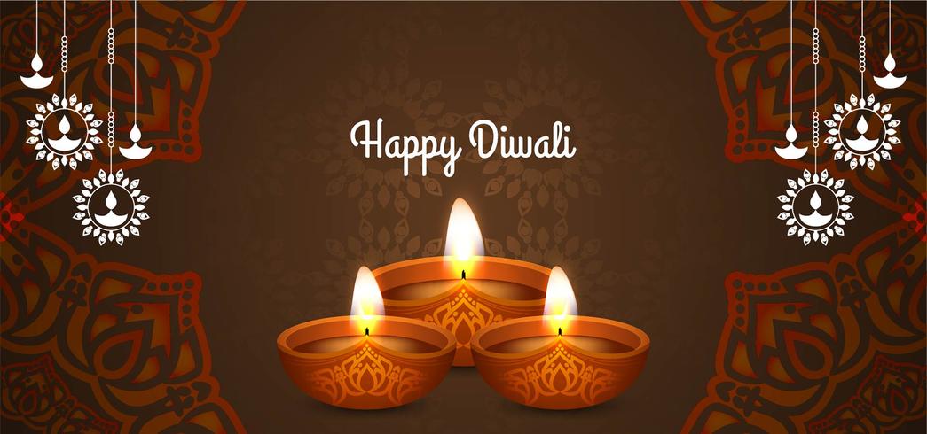 Happy Diwali brown color design vector