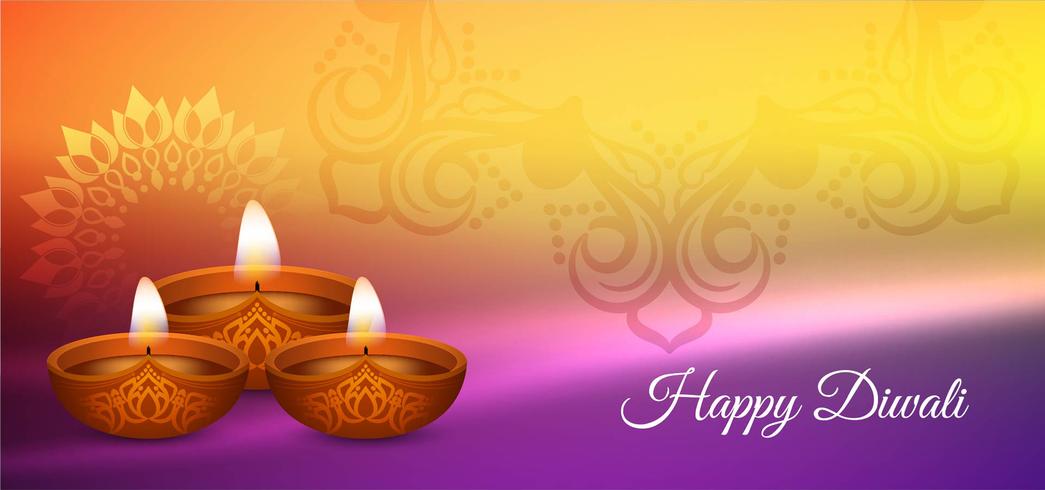 Happy Diwali glowing colorful design vector