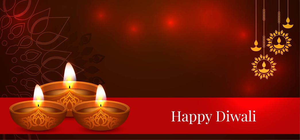 Glossy red Happy Diwali design vector