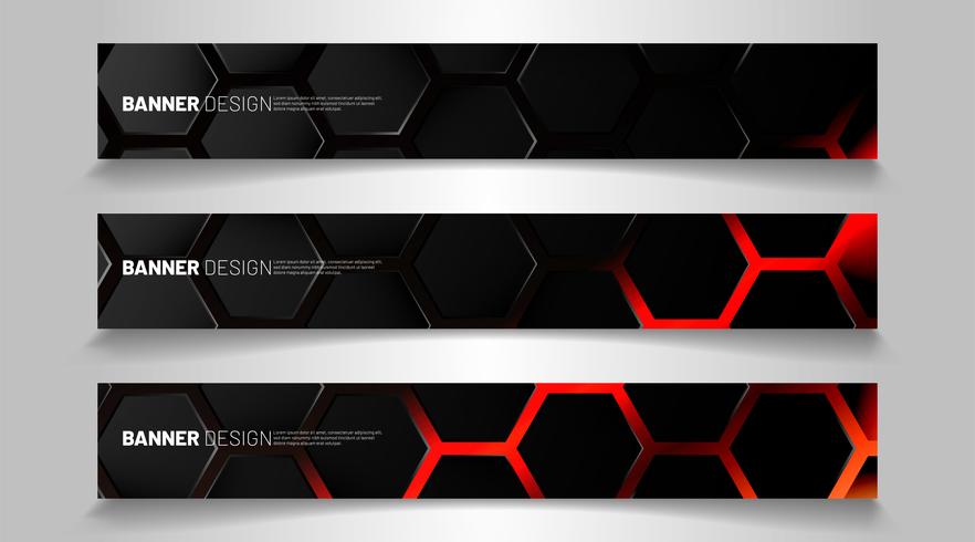 Set of backgrounds of hexagon banner vector