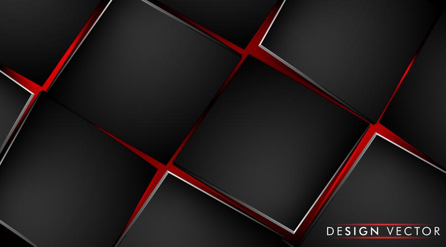 Abstract background with black cube and red light vector