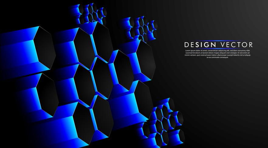 Fondo abstracto azul hexagonal de alta tecnología futurista vector