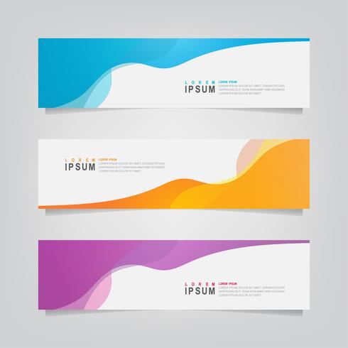 Set of abstract wavy geometric banners vector