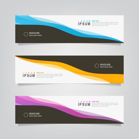 Set Of Abstract Black And Color Wavy Lines Banner Download Free