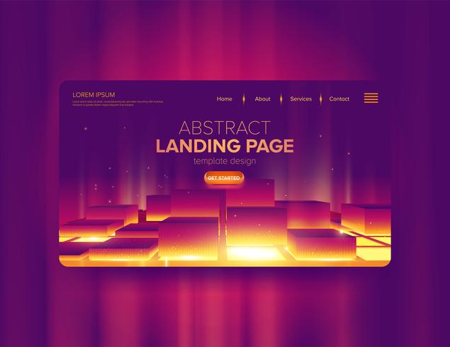 Abstract Gradient Blocks Landing Page Design vector