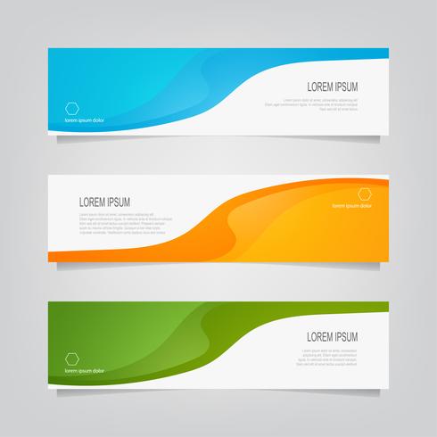 Set of Colorful Abstract Curve Banners  vector