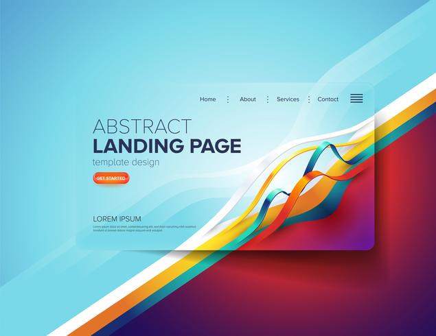 Abstract Ribbon Landing Page Design vector