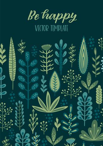 floral design with cute herbs and leaves. vector