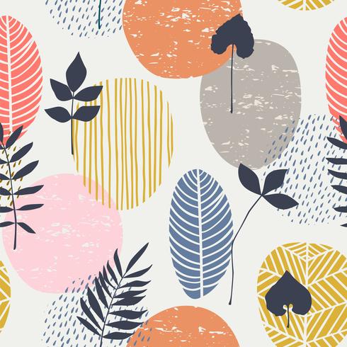 Abstract autumn seamless pattern with leaves vector
