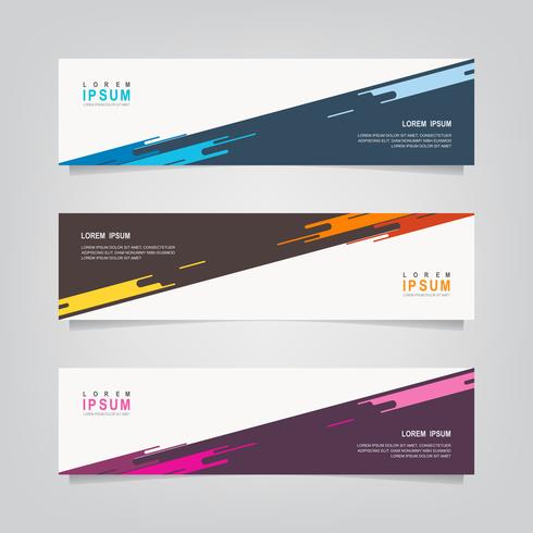 Conjunto de banners de color diagonal abstracto vector