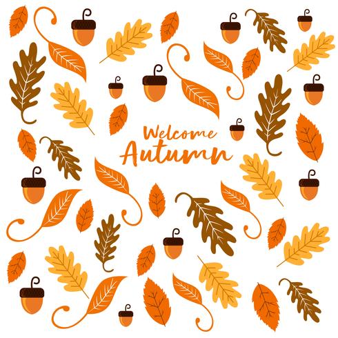 Nuts And Leaf Background Texture For Autumn Season vector
