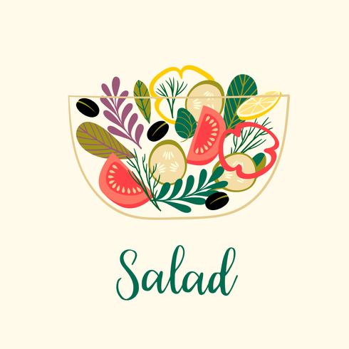 ensalada de vegetales. Comida sana. vector