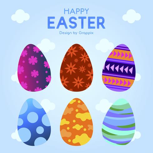 Six Easter Egg With Colorful Ornament Pattern vector