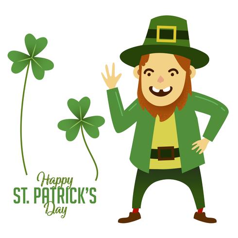 Happy Face St Patricks Day mascota de personaje de dibujos animados vector