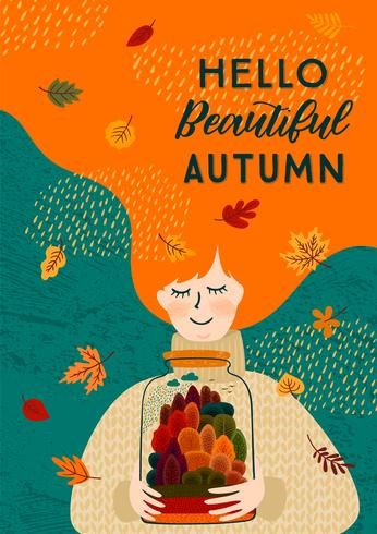 Hello Autumn Poster vector