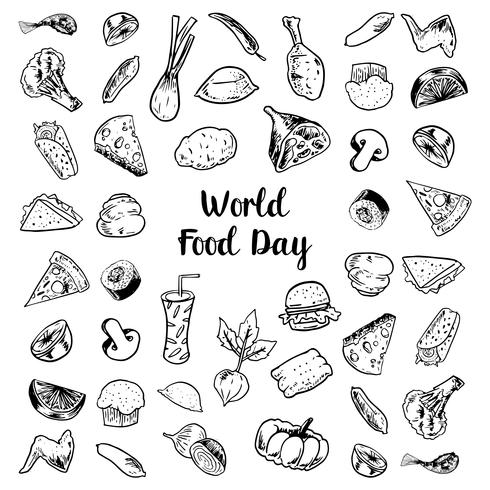 World Food Day With Meats and Vegetables Elements vector