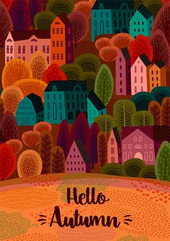 Autumn design with autumn city vector