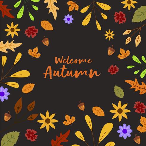 Autumn Leafs And Nuts Background For Autumn vector