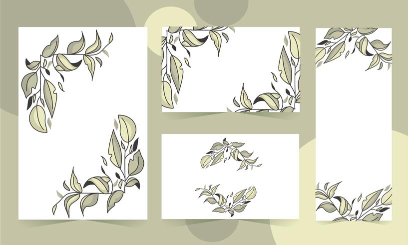 nature leaves frame background set vector