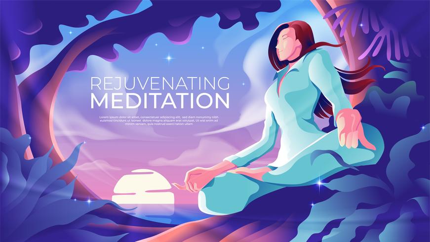 Meditación rejuvenecedora vector