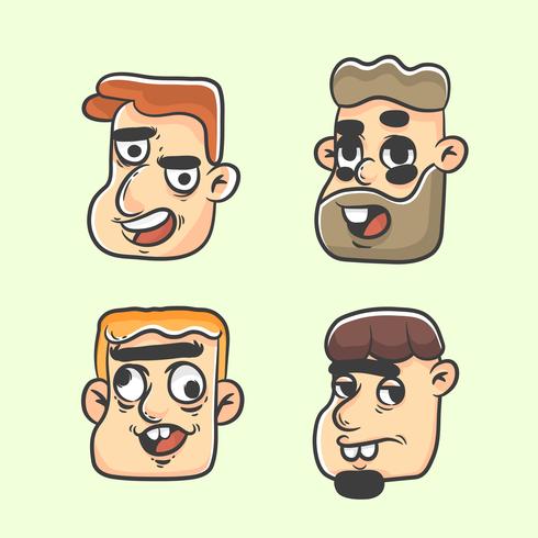 men quirky profile picture set vector