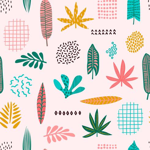 Abstract leaves seamless pattern  vector