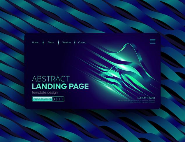 Abstract Green and Blue Ribbons Landing Page Design vector