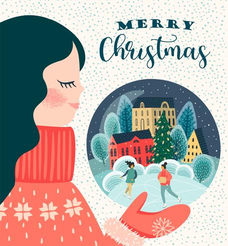 Christmas and Happy New Year card  vector