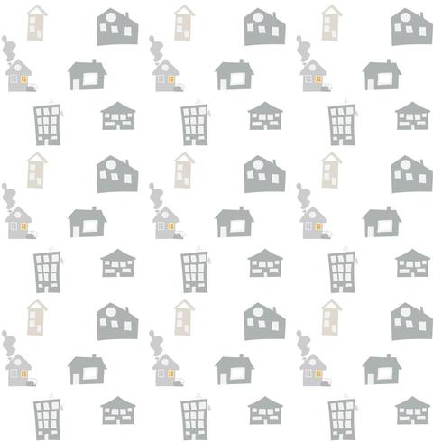 Scandinavian vector seamless pattern with hand drawn doodle houses