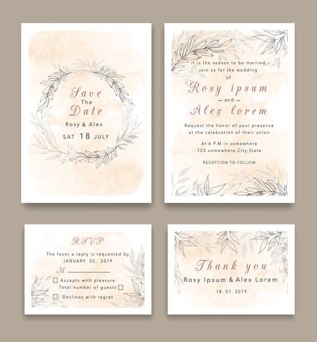 Wedding Invitations save the date card design with elegant garden anemone. vector