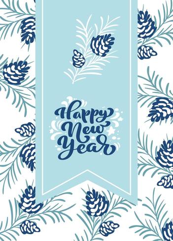 Happy New Year calligraphic lettering hand written vector text