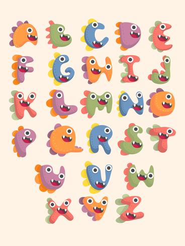 cute dinosaur alphabet font set vector