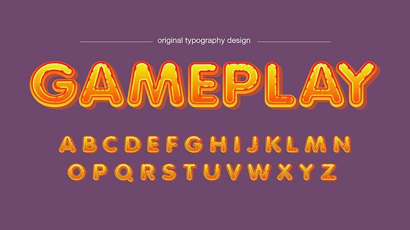 Orange Shiny Cartoon Typography vector