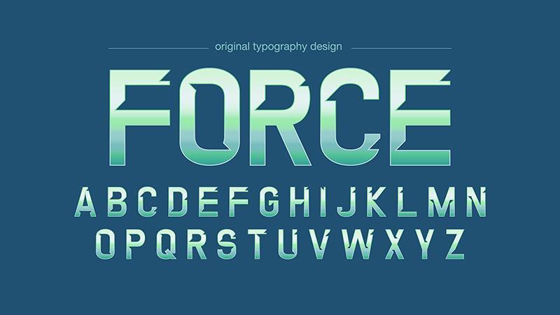 Modern Green Chrome Typography vector