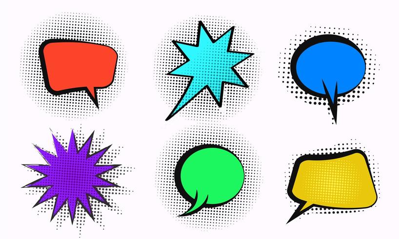 Vector comic speech bubble set with halftone