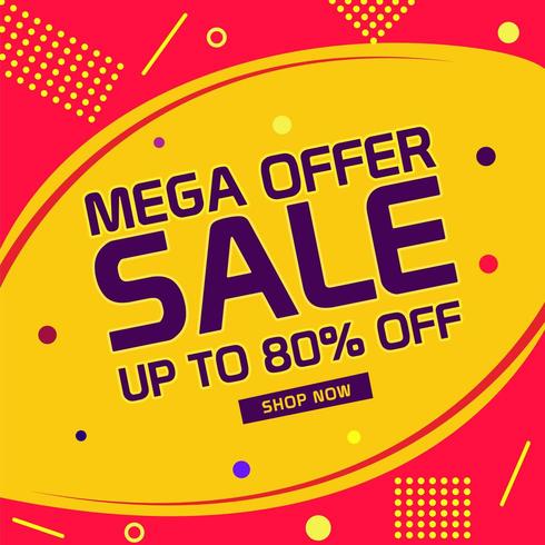 Diseño de venta de mega oferta con fondo abstracto vector