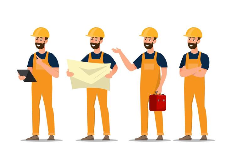 Set of architect, foreman, engineering construction workers vector