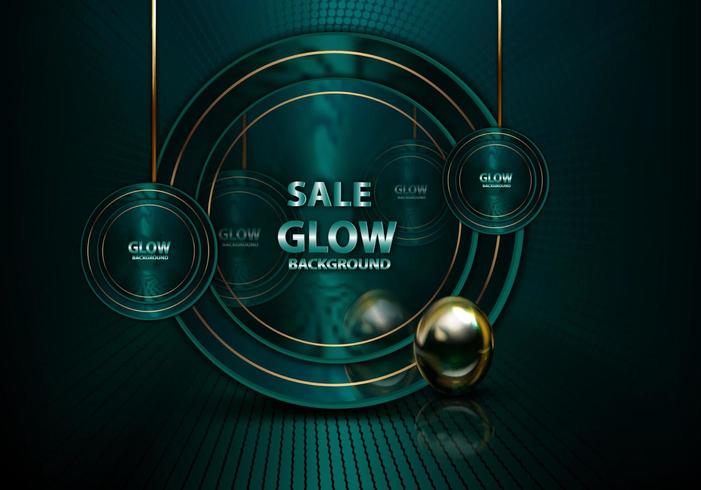 sale green glow 3d background dark vector