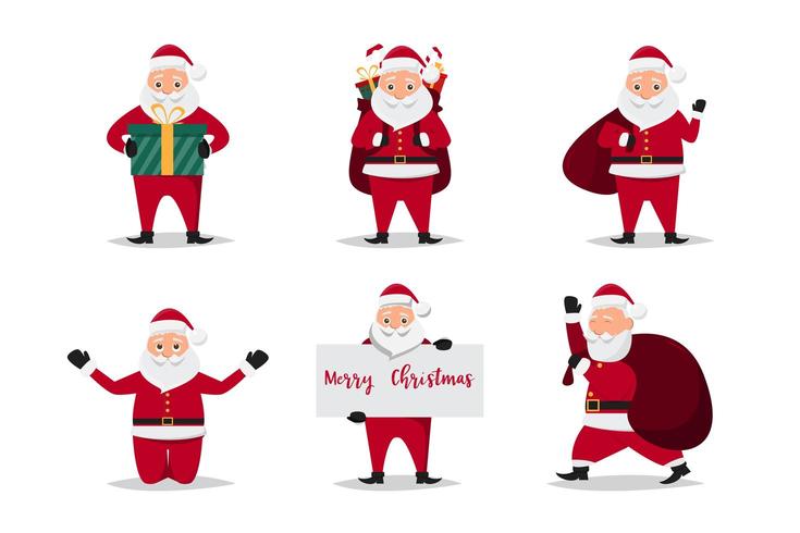 Canta Claus characters in different emotions vector