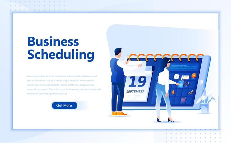 Calendario de negocios diseño de página web plana vector