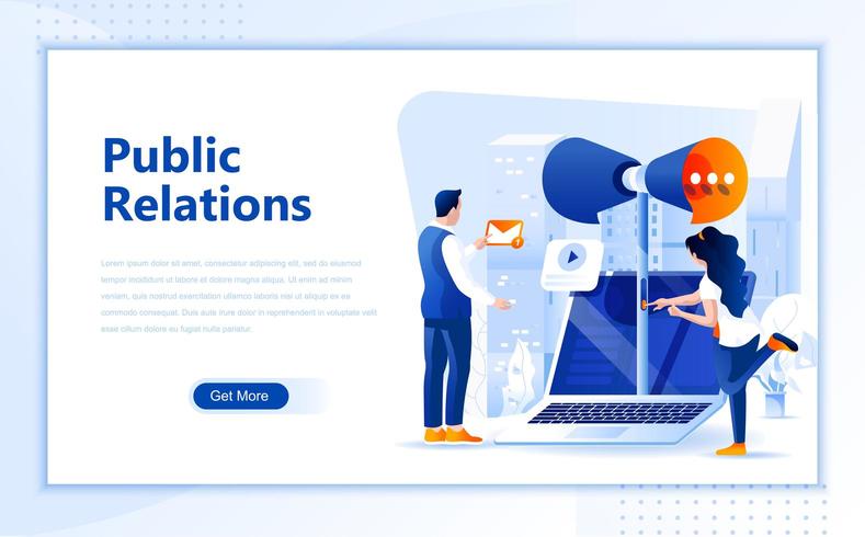 Public relations flat web page design vector