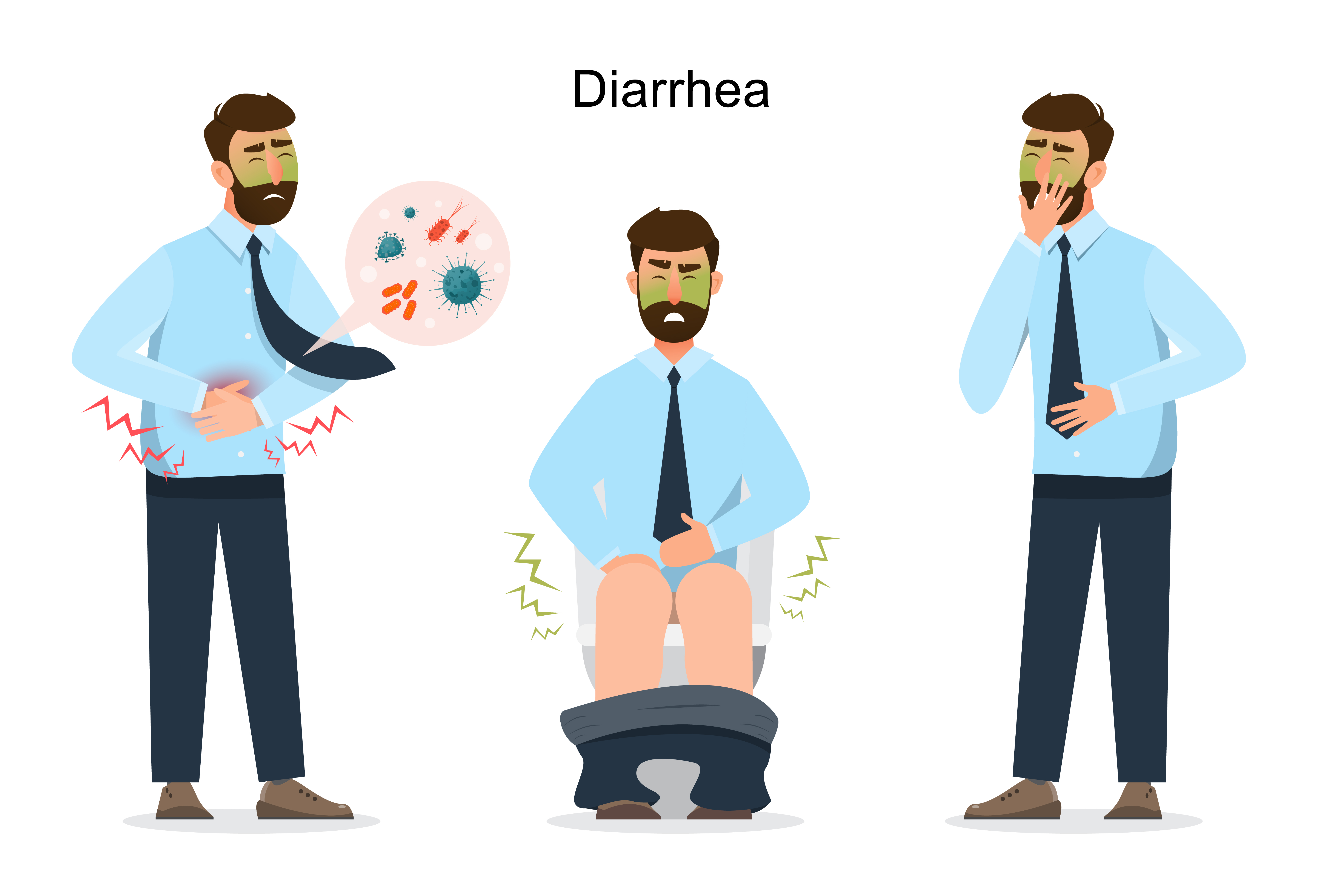 man diarrhea cartoon character. illness man. Vector illustration 676799  Vector Art at Vecteezy