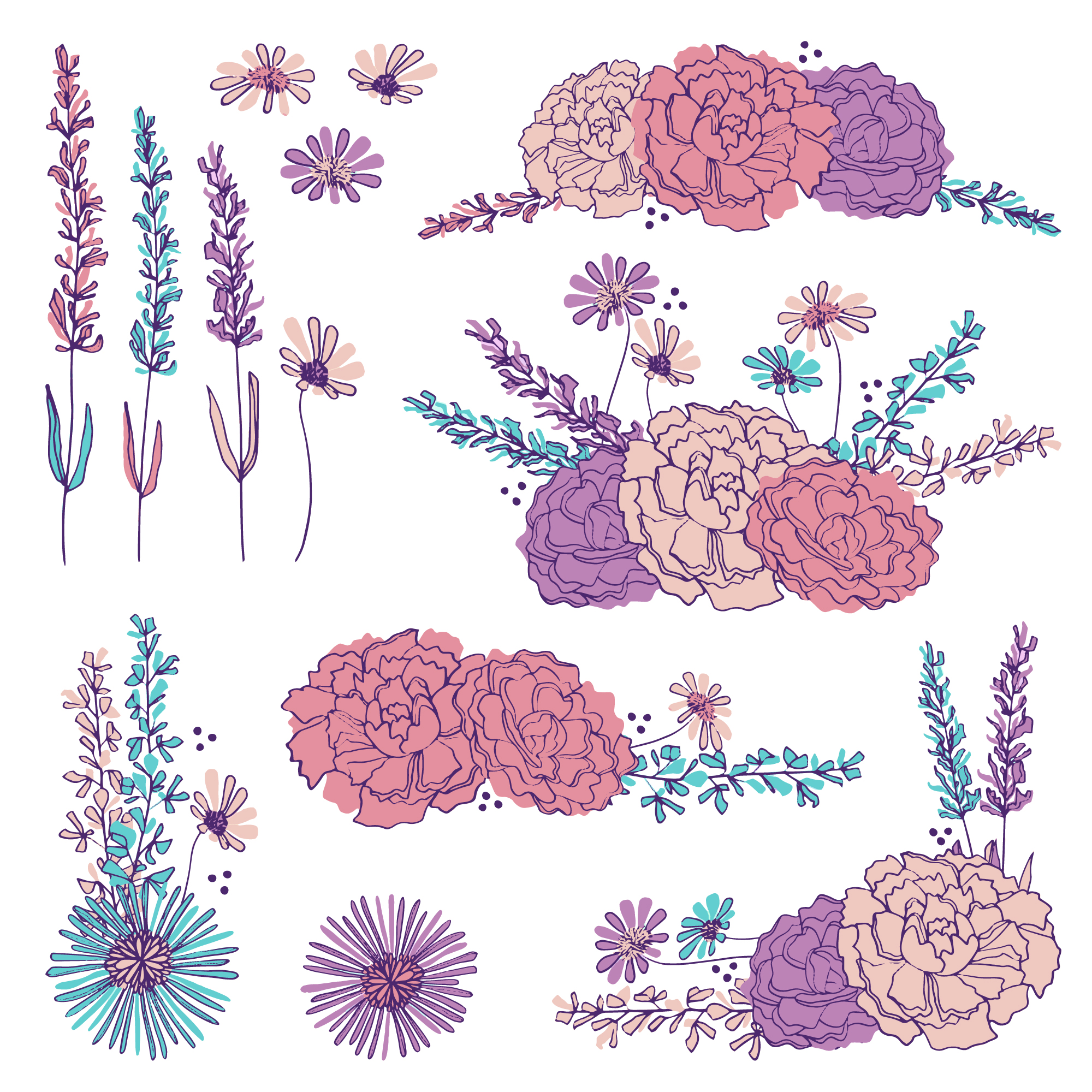 Hand drawn floral elements 676804 Vector Art at Vecteezy