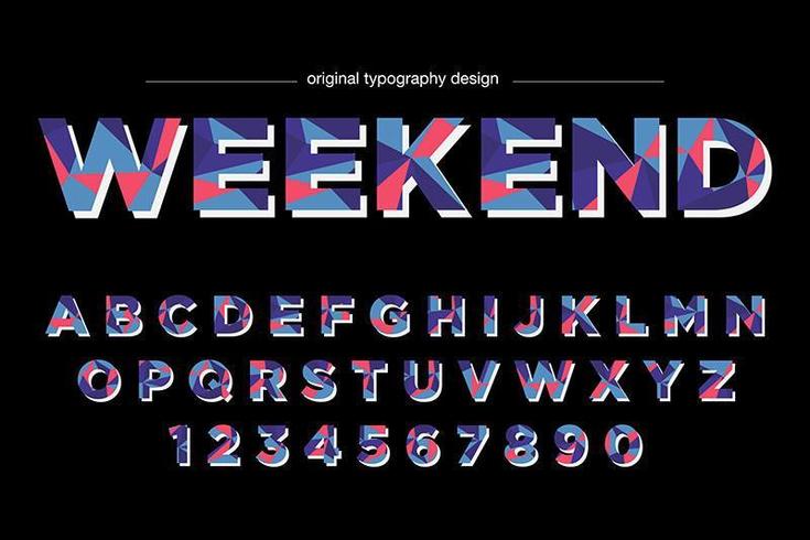 Colorful Low Poly Typography vector
